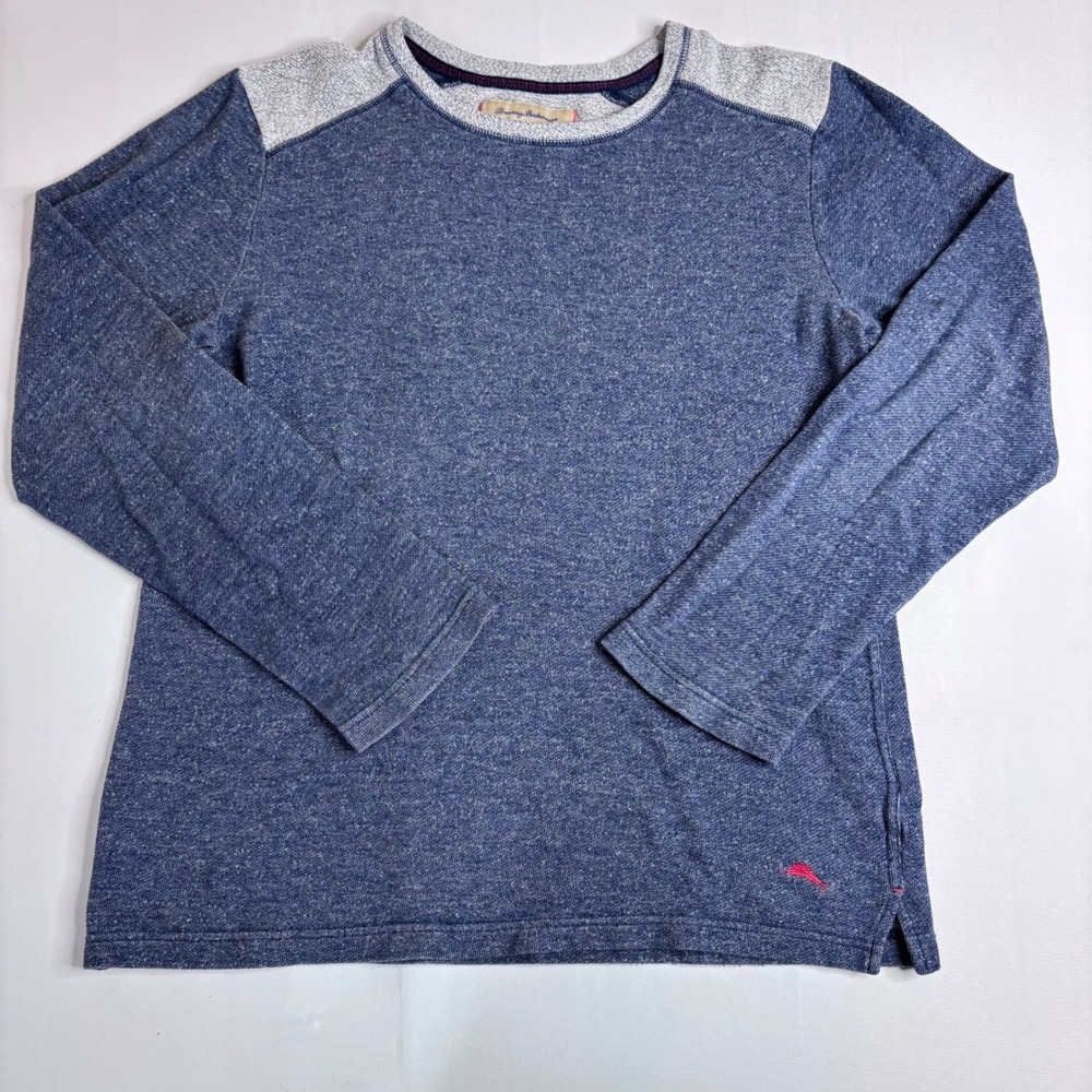 Tommy Bahama Men's Medium Blue‎ Heathered Long Sleeve Crew Neck Fleece Pullover